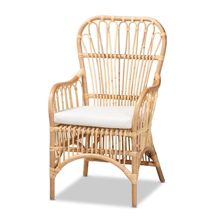 Baxton Studio Aya Modern and Contemporary Natural Finished Rattan Armchair 185-11880-Zoro